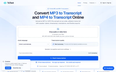 MP3 to Transcript preview