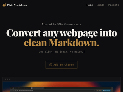 Convert any webpage into clean Markdown preview