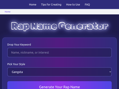 Rap Name Generator preview