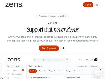 Zens AI - AI Customer Support for SaaS preview