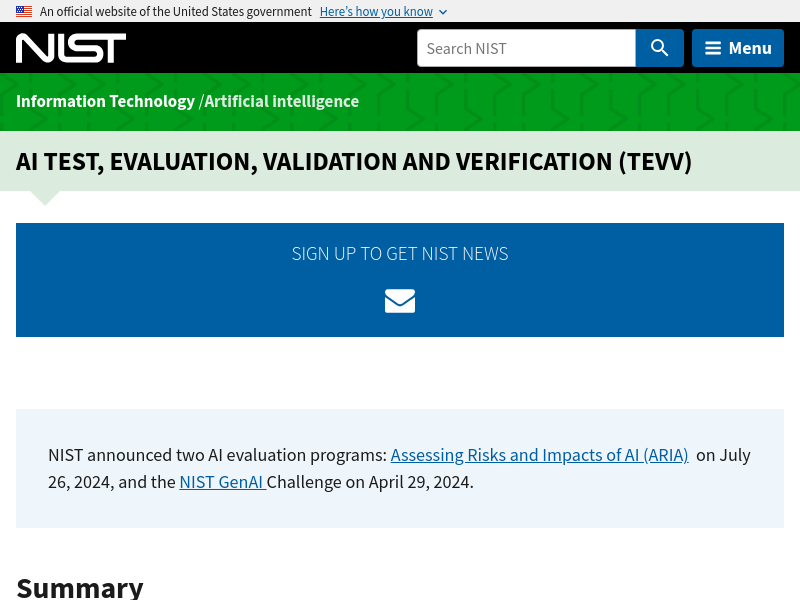 AI-Test, -Evaluierung, -Validierung und -Verifizierung (TEVV)